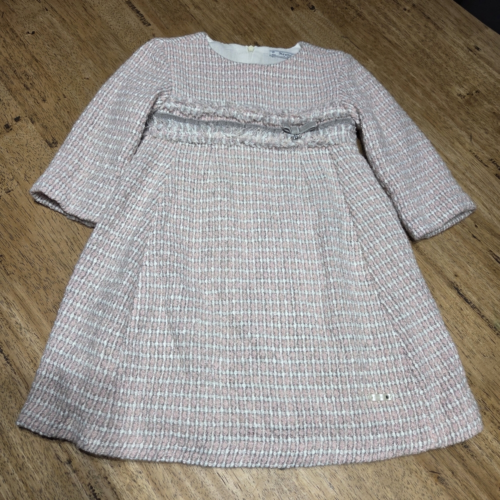 Mayoral Pink and Cream Tweed Kids Dress
